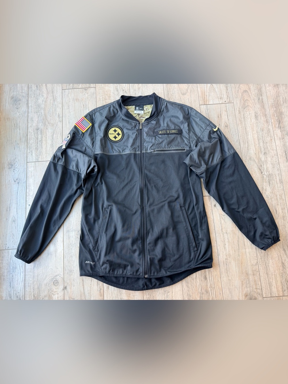 Nike Pittsburgh Steelers Salute To Service Hybrid On Field Full Zip Jacket M